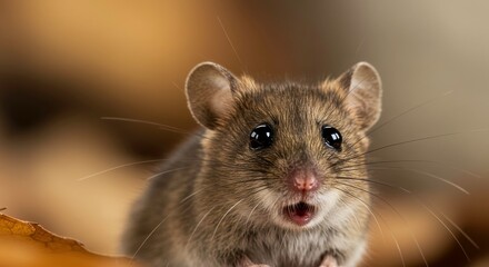 Adorable house mouse close up detail tiny whiskers cute rodent charming pet
