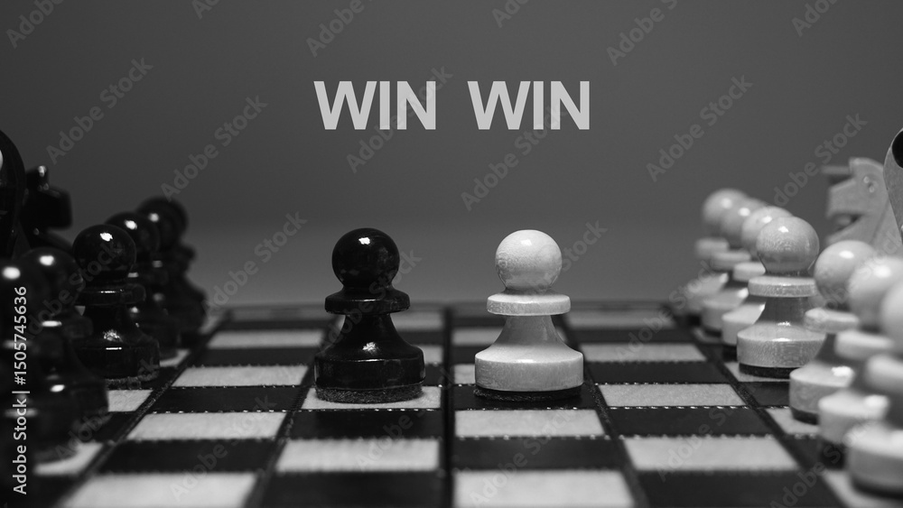Poster win win solution is shown using the text. negotiation or conflict resolution