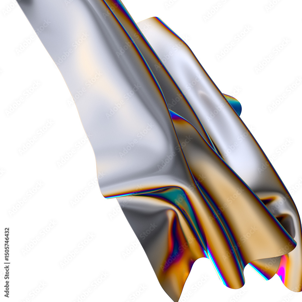 Poster abstract iridescent folds of metallic fabric a symphony of colors and shapes