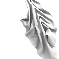 Close-up of a white fabric with soft folds and creases. The abstract texture creates a smooth and...