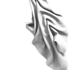 Close-up of a white fabric with soft folds and creases. The abstract texture creates a smooth and...