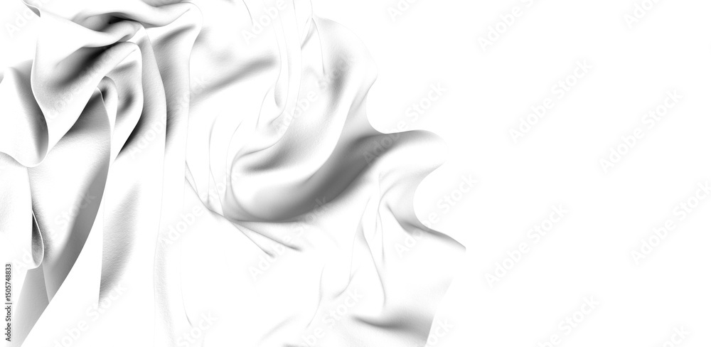 Aufkleber Close-up of a white fabric with soft folds and creases. The abstract texture creates a smooth and elegant background.