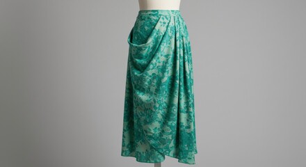 Elegant draped maxi skirt teal green fabric stylish flowing design perfect for summer