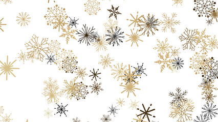 Snowflakes - golden openwork shiny snowflakes, star, 3D rendering.