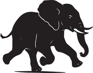 Fototapeta premium Black vector illustration of a wild elephant silhouette, perfect for animal and nature-themed designs 