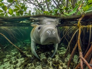 Manatee swimming