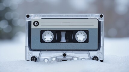 Obraz premium Vintage Cassette Tape on Snowy Background