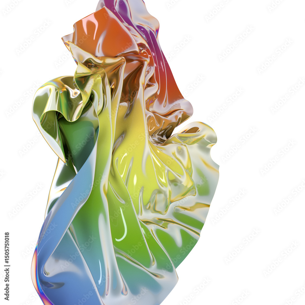Poster abstract iridescent folds of metallic fabric a symphony of colors and shapes