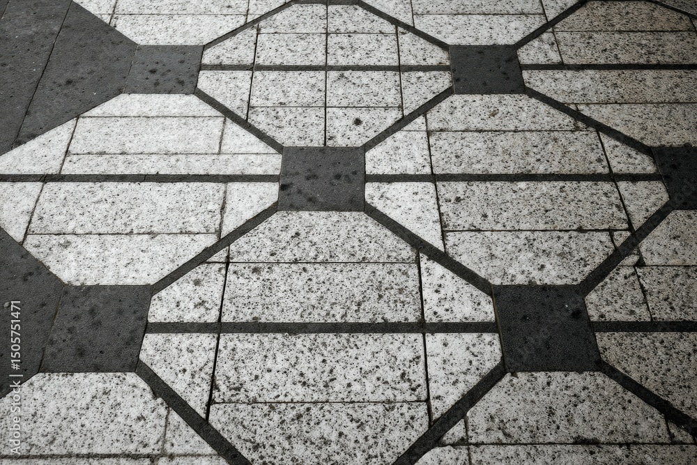Poster geometric tilework: a close-up perspective showcases an elegant display of meticulously arranged geo