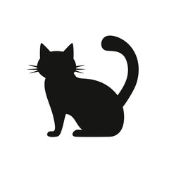 Simple black cat silhouette sitting profile view
