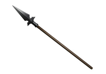 Medieval Steel Spear Sharp Polearm Weapon on Transparent Background