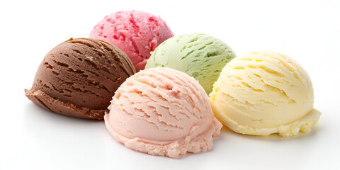 ice cream balls, flavor, photography, white background isolated