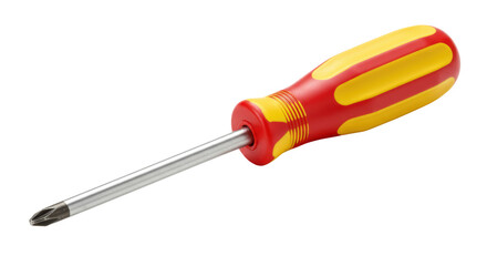Isolated Yellow and Red Screwdriver on White Background