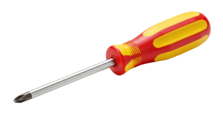 Isolated Yellow and Red Screwdriver on White Background