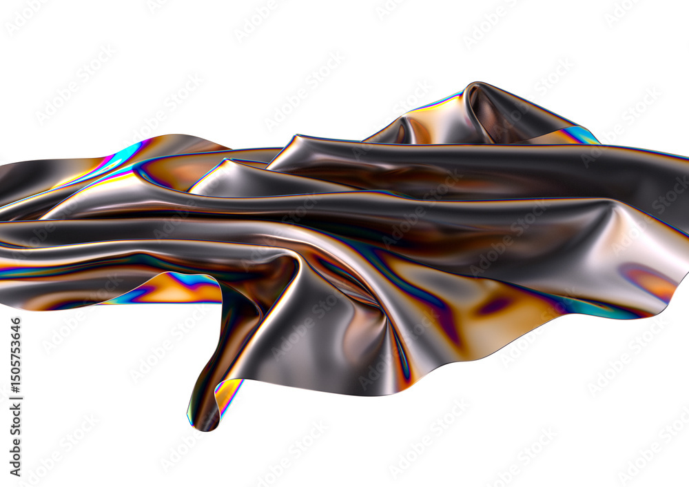 Poster abstract iridescent folds of metallic fabric a symphony of colors and shapes