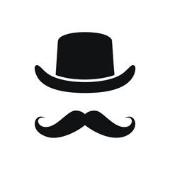 Classic gentleman top hat mustache icon symbol