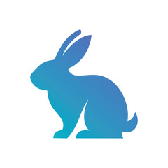 Elegant blue gradient rabbit silhouette logo design