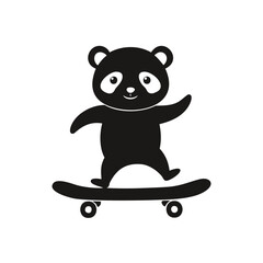 Adorable panda bear skateboarding fun cartoon illustration