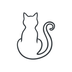 Elegant line art cat sitting profile view