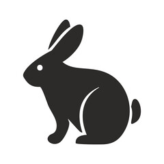 Simple black silhouette of a sitting rabbit