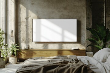 High Resolution of Mock Up Lcd Tv in Bedroom