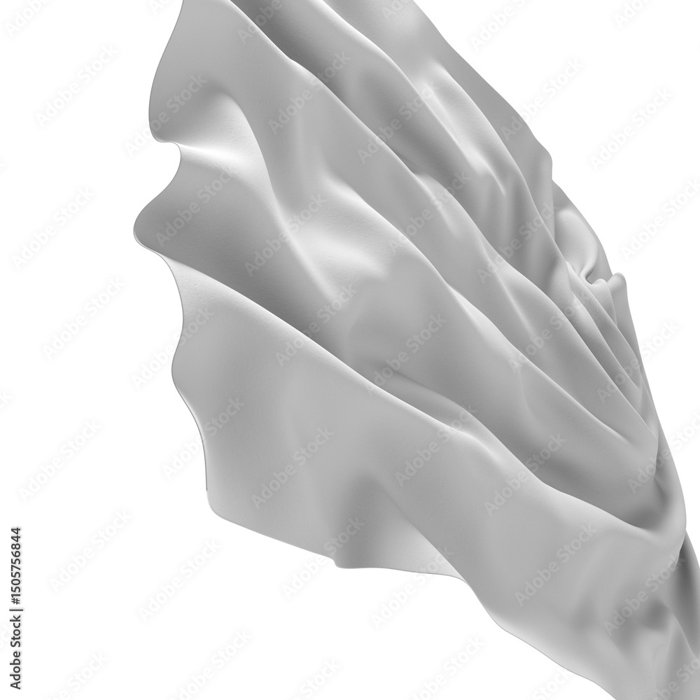 Aufkleber White fabric texture with soft folds and wrinkles. Abstract background for design and branding.