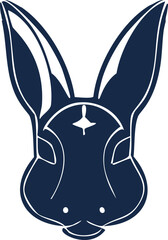 Stylized rabbit head dark blue minimalist design