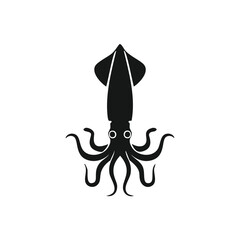 Elegant black silhouette of a squid ocean creature