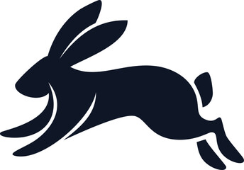 Elegant silhouette of a leaping hare abstract design