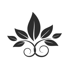 Elegant floral design black leaves swirls nature