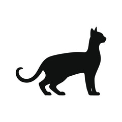 Elegant black cat silhouette side profile