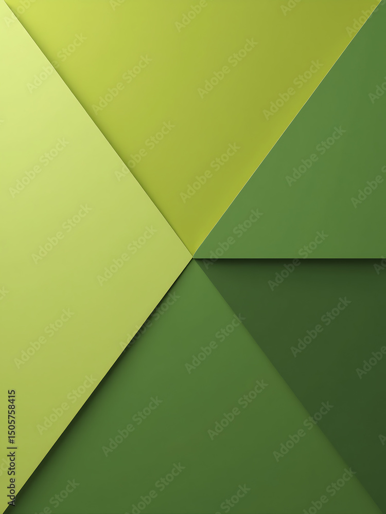 Poster olive green background features geometric shapes like triangles diagonals offering colorful combinat