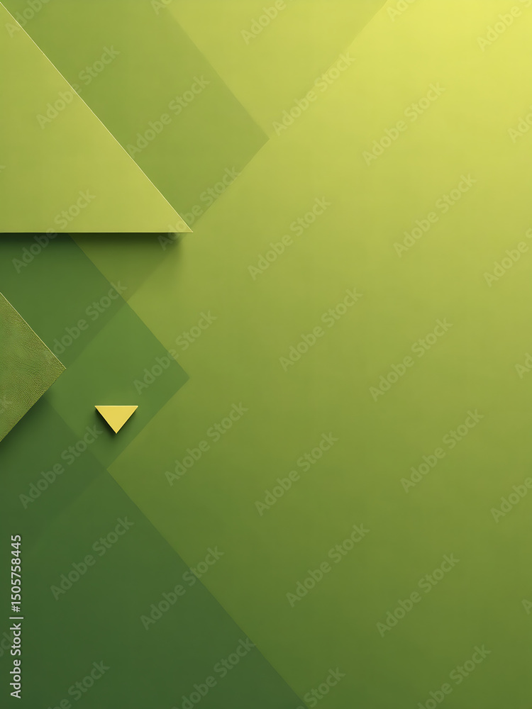 Poster olive green background features geometric shapes like triangles diagonals offering colorful combinat