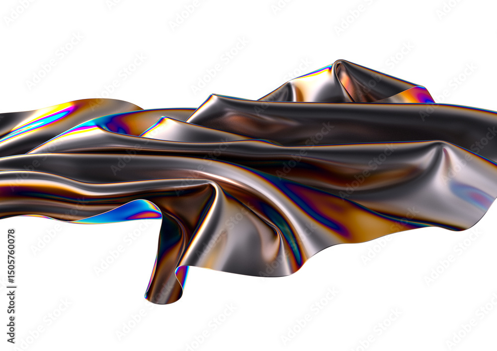Poster abstract iridescent folds of metallic fabric a symphony of colors and shapes