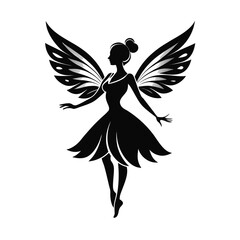 Obraz premium Graceful Fairy Silhouette Logo Vector Art