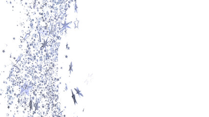 Beautiful silver stars confetti falling on white background. Perfect for celebrations, holidays, and festive designs.