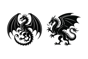 Dragon silhouette vector art design isolate in white background