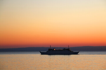 Obraz premium Beautiful sunset on the Bacvice beach in Split, Croatia.