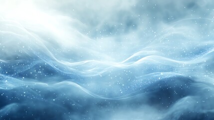 Obraz premium Sparkling blue and white particles gently flowing like a river of light across a soft misty background, emphasizing dreamy motion blur. Created Using: Ultra-wide lens, ethereal motion techniques,