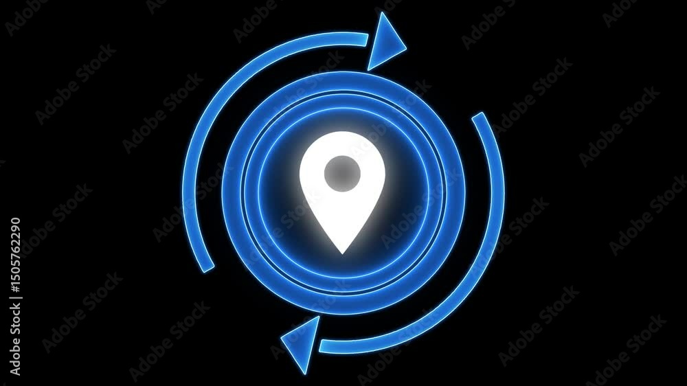Poster gps location tracker animated, location tracking animation 4k user interface, location radar, securi
