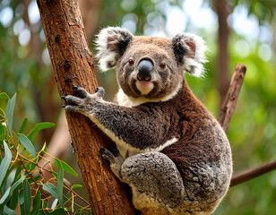 Obraz premium Koala Hugging Tree Eucalyptus Forest Wildlife Animal
