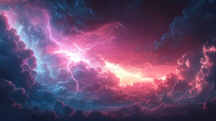 Pink & blue lightning storm, celestial backdrop