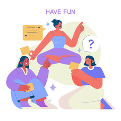 Group Activity with Lively Discussion - Vector Illustration