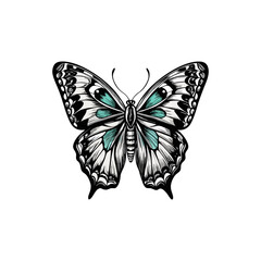 Fototapeta premium Detailed Butterfly Illustration with Cyan Accents