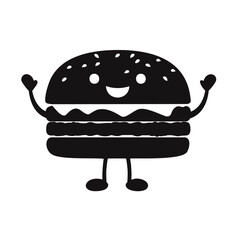 Happy hamburger cartoon character food icon