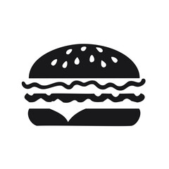 Delicious hamburger icon black and white simple design