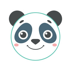 Adorable happy panda face cartoon illustration