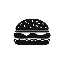 Delicious hamburger icon black and white design