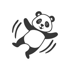 Happy panda bear cartoon character jumping fun