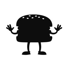 Friendly cartoon hamburger character silhouette